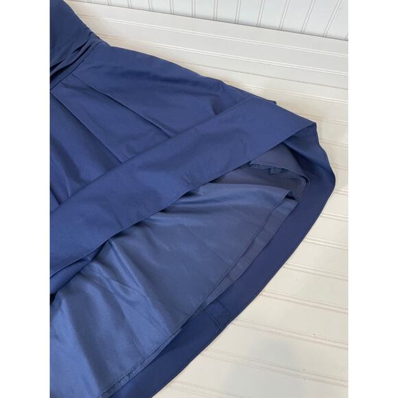 David’s Bridal Twist Y-Neck Halter Mini Fit & Flare Dress Pockets Navy Size 12 - Picture 8 of 9